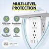 Overtime Outlet Shelf USB Wall Adapter, AC Outlet Extender w/ 8 AC Sockets and 3 USB Ports, Surge Protector OTWP8O3USB